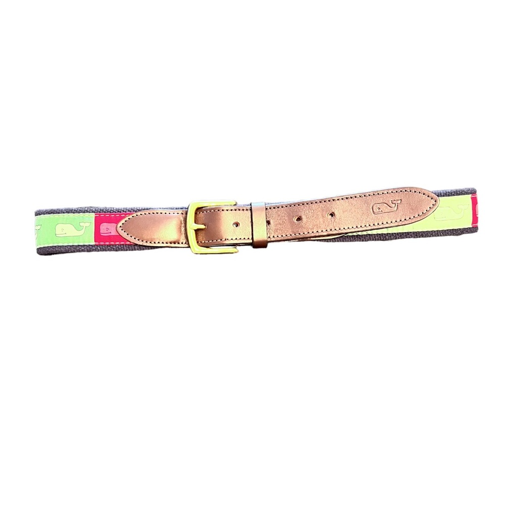 Vineyard Vines Mens Green Red Fabric Belt Size 30